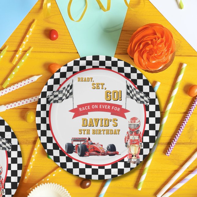 Plato De Papel Ready Set Go Race On Boy Birthday (Subido por el creador)