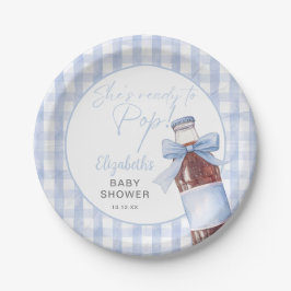 Plato De Papel Ready To Pop Blue Bow Soda Bottle Baby Shower