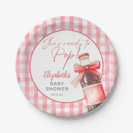 Plato De Papel Ready To Pop Red Bow Soda Bottle Baby Shower