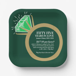 Plato De Papel Realidad del aniversario del oro y el verde esmera