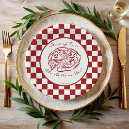 Plato De Papel Rebanada de divertida pizza italiana de cumpleaños
