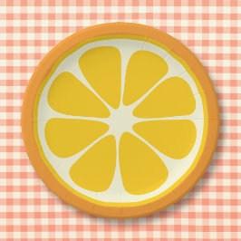Plato De Papel Rebanada de fruta cítrica tropical de naranja jugo