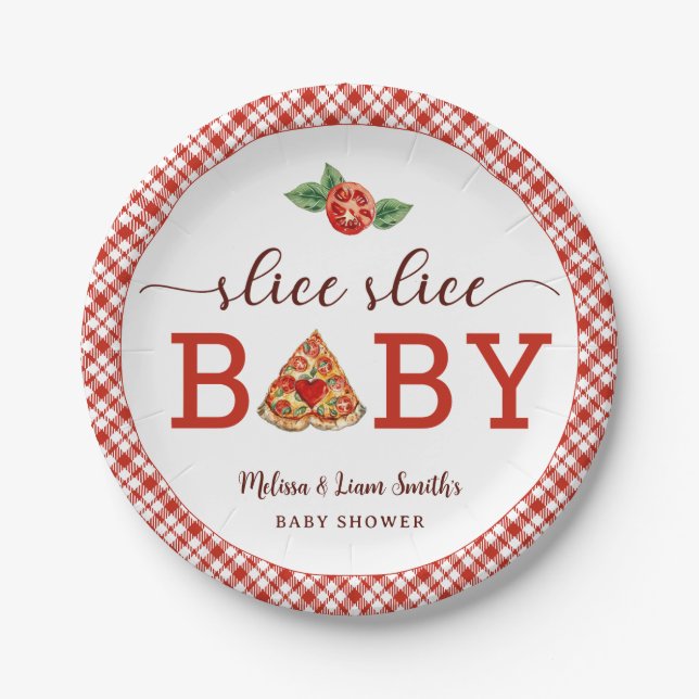 Plato De Papel rebanada de hielo Baby Pizza Baby Shower Placas de (Anverso)