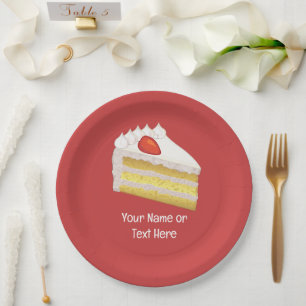 Plato De Papel Rebanada de pastel de tres leches - Texto personal