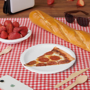 Plato De Papel rebanada de pizza de pepperoni clásica de Slippery