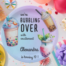 Rebosante de emoción cumpleaños de té bobba