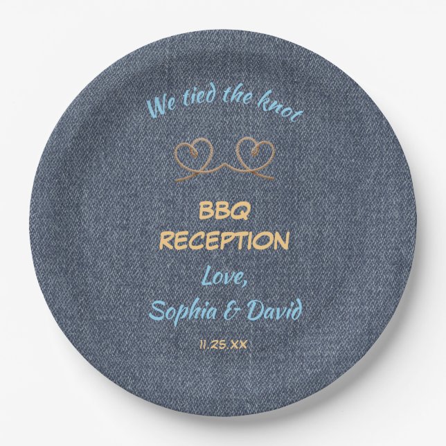 Plato De Papel Recepción de barbacoa de cuerda occidental atamos  (Anverso)