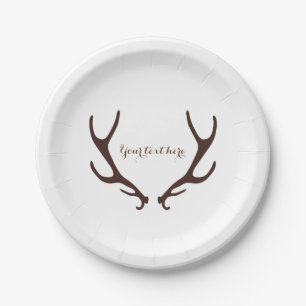Plato De Papel Recepción de Boda con Cuerno Rústico Marrón