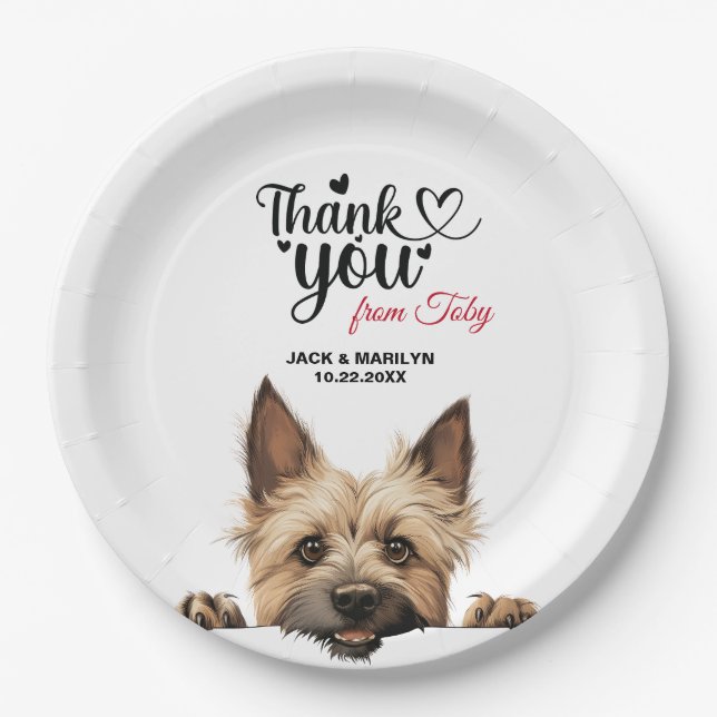 Plato De Papel Recepción de Boda de Cairn Terrier (Anverso)