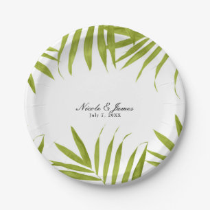 Plato De Papel Recepción de boda elegante de verano con hojas tro