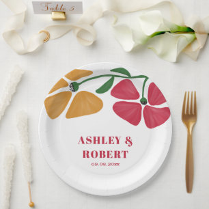 Plato De Papel Recepción de Boda Floral de Nouveau brillante y co