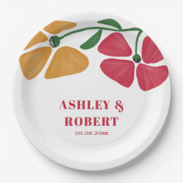 Plato De Papel Recepción de Boda Floral de Nouveau brillante y co