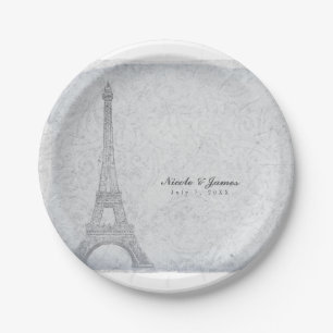 Plato De Papel Recepción de Boda Vintage de la Torre Eiffel de Pa