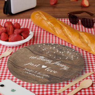 Plato De Papel Recepción de bodas de madera rústica