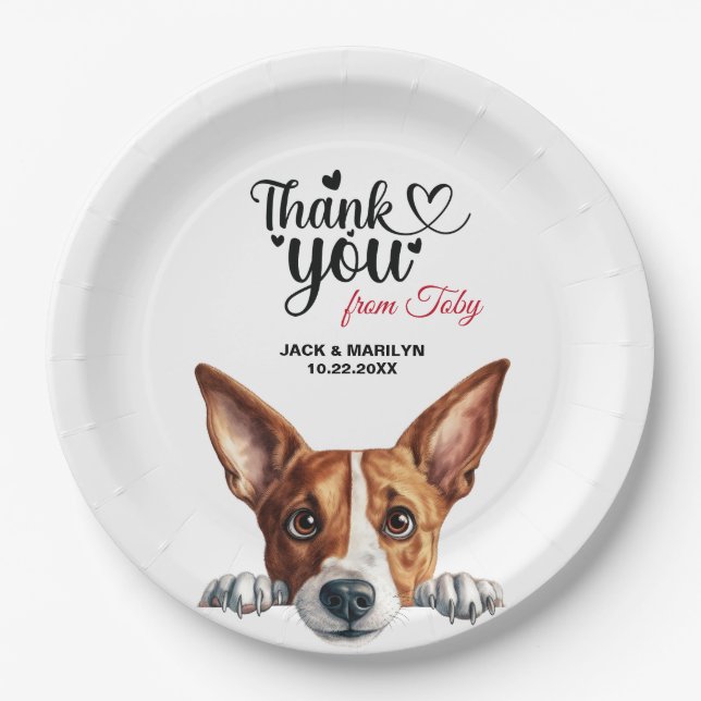 Plato De Papel Recepción de bodas de perros de Basenji (Anverso)