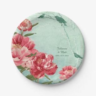 Plato De Papel Recepción de flores de bonito Peony