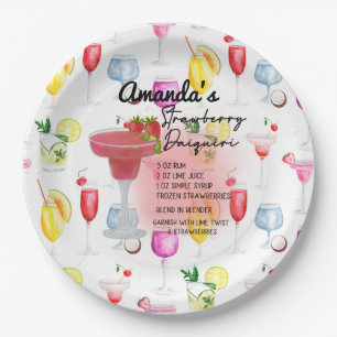 Plato De Papel Receta de fresa de Daiquiri personalizada