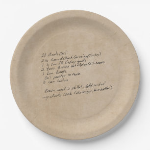 Plato De Papel Receta familiar de Personalizado de Reunión Famili