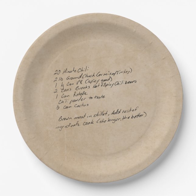 Plato De Papel Receta familiar de Personalizado de Reunión Famili (Anverso)