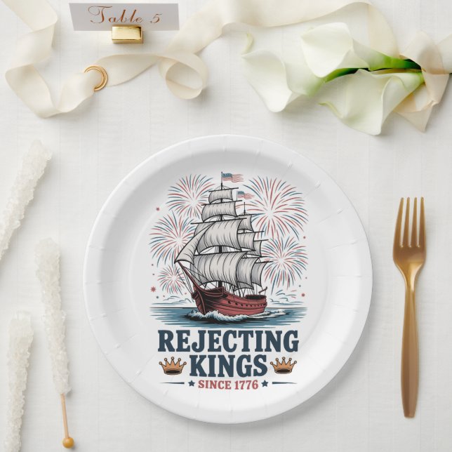 Plato De Papel rechazando reyes desde 1776  (Boda)