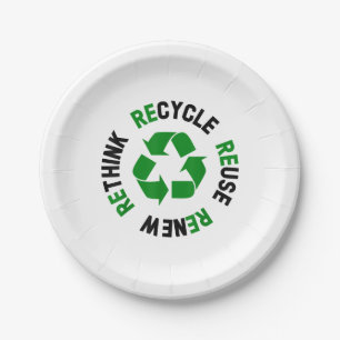 Plato De Papel Recicla Reutiliza Renueva Repensa Día de la Tierra