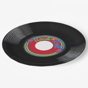 Plato De Papel Récord Rock and Roll de 45 rpm