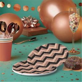 Plato De Papel Rectángulos geométricos de Mocha negra marrón