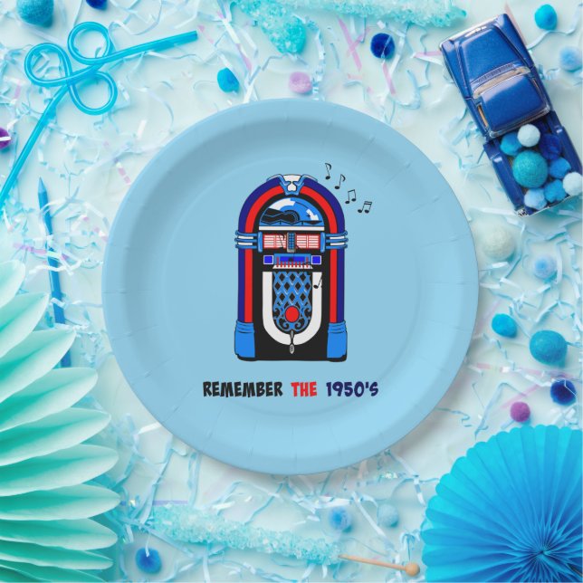 Plato De Papel Recuerden los años 50 (Fiesta)