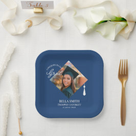 Plato De Papel Recuerdo de foto de graduado personalizado con tap