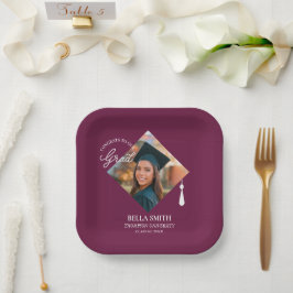 Plato De Papel Recuerdo de foto de graduado personalizado con tap