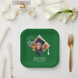 Plato De Papel Recuerdo de foto de graduado personalizado con tap