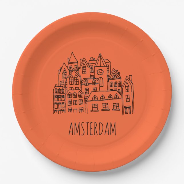 Plato De Papel Recuerdo holandés de la ciudad de Amsterdam (Anverso)