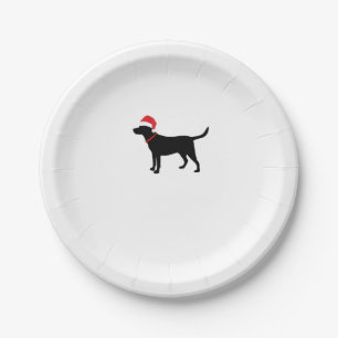 Plato De Papel Recuperador de Labrador navidad en Santa Hat Chris