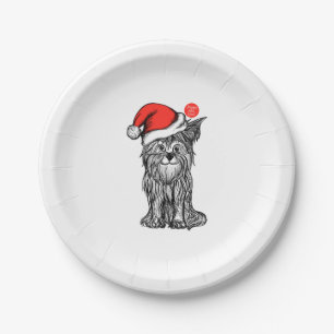 Plato De Papel Recuperador de Labrador navidad en Santa Hat Chris