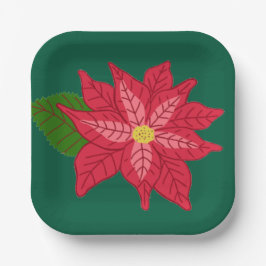 Plato De Papel Red and Pink Christmas Poinsettia