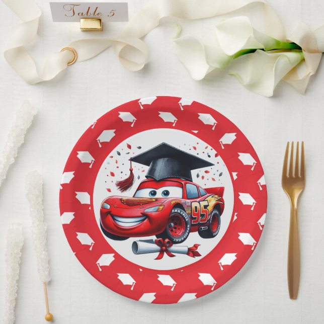 Plato De Papel Red And White Graduation Kindergarten  (Boda)