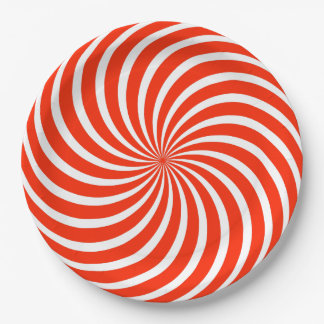 Plato De Papel Red and White Peppermint Candy Holiday Paper Plate