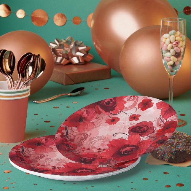 Plato De Papel Red Bloom Symphony (Multi)