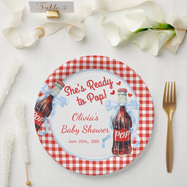 Plato De Papel Red & Blue Ready to Pop Baby Shower  (Boda)