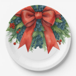 Plato De Papel Red Bow Christmas Baby Shower