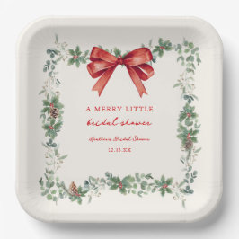 Plato De Papel Red Bow Merry Little Christmas Bridal Shower