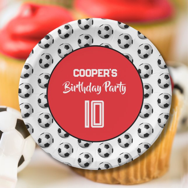 Plato De Papel Red Boy Soccer Birthday Party (Subido por el creador)