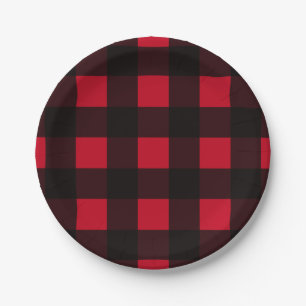 Plato De Papel Red Buffalo Plaid