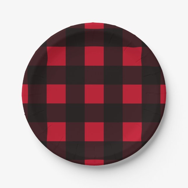 Plato De Papel Red Buffalo Plaid (Anverso)
