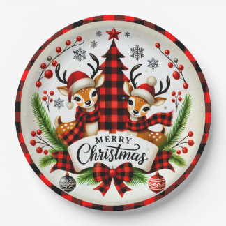 Plato De Papel Red Buffalo Plaid Christmas