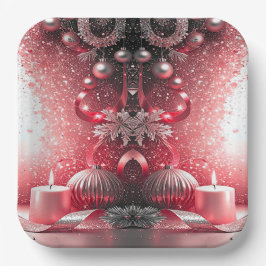 Plato De Papel Red Candles Christmas Holiday Paper Plate