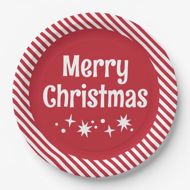 Plato De Papel Red Candy Cane Stripe Cocktail Paper Plates (Anverso)