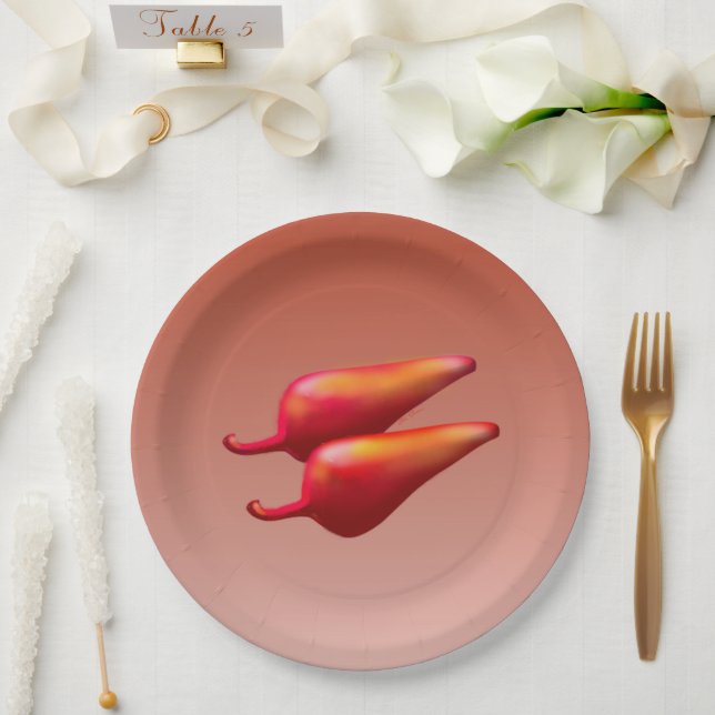 Plato De Papel Red Chili Peppers grandes placas de papel (Boda)