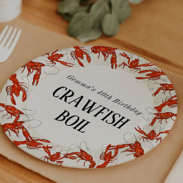 Plato De Papel Red Crawfish Boil Seafood Cumpleaños Party