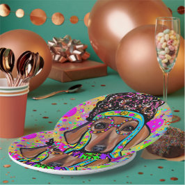 PLATO DE PAPEL RED DACHSHUND